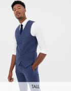 Gianni Feraud Tall Slim Fit Wool Blend Heritage Donnegal Vest - Navy
