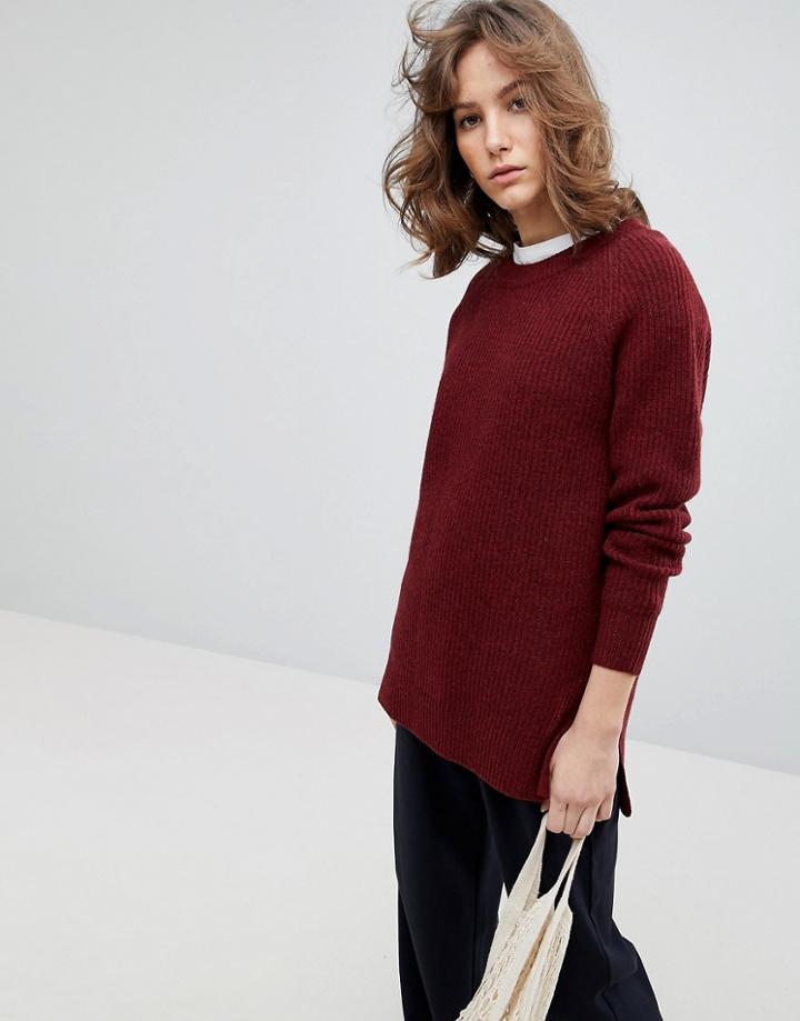 Selected Femme Oversized Ribbed Sweater - Red