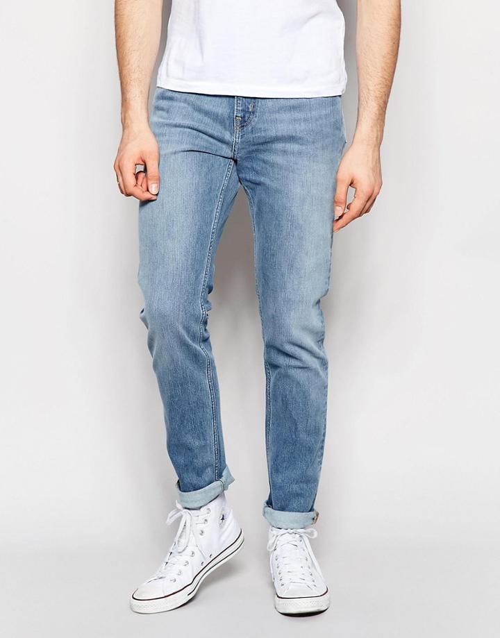 Weekday Sunday Drop Crotch Tapered Jeans In Dune Blue Light - Dune Blue