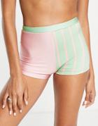 Topshop Block Stripe High Waist Swim Short - Multi