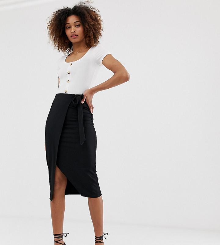 Miss Selfridge Skirt With Tie Side In Black - Black