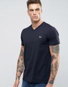 Fred Perry V Neck T-shirt In Navy - Navy