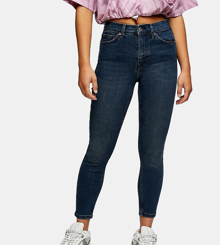 Topshop Petite Jamie Jean In Blue Black