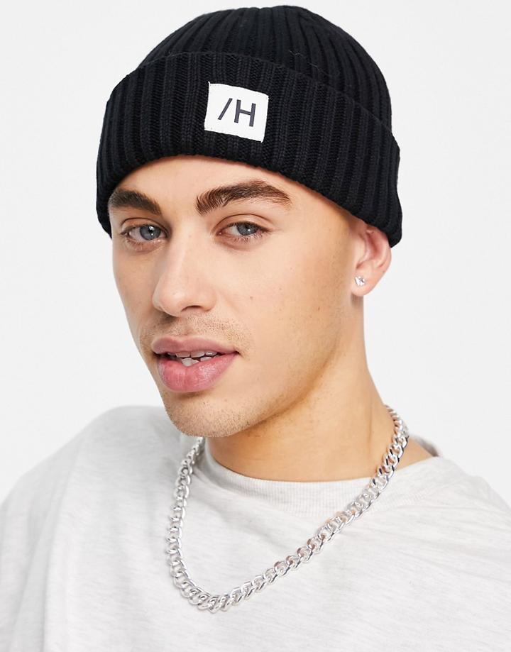 Selected Homme Cotton Fisherman Beanie In Black - Black