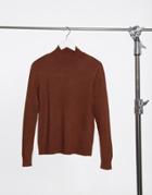 Vila High Neck Knitted Sweater In Rust-red