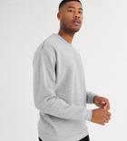 Asos Design Tall Oversized Sweatshirt In Gray Marl With Gold Neck Zips