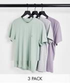 Allsaints Tonic 3 Pack T-shirt Pack In Mint/purple/gray-multi