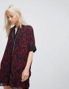 Religion Tunic Shirt Dress In Leopard - Red