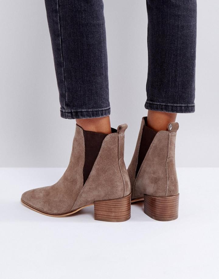 Dune Suede Heeled Chelsea Boots - Beige