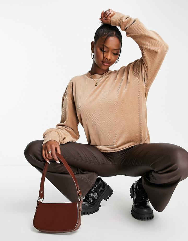 Na-kd X Rianne Meijer Velour Sweater In Beige - Part Of A Set-neutral