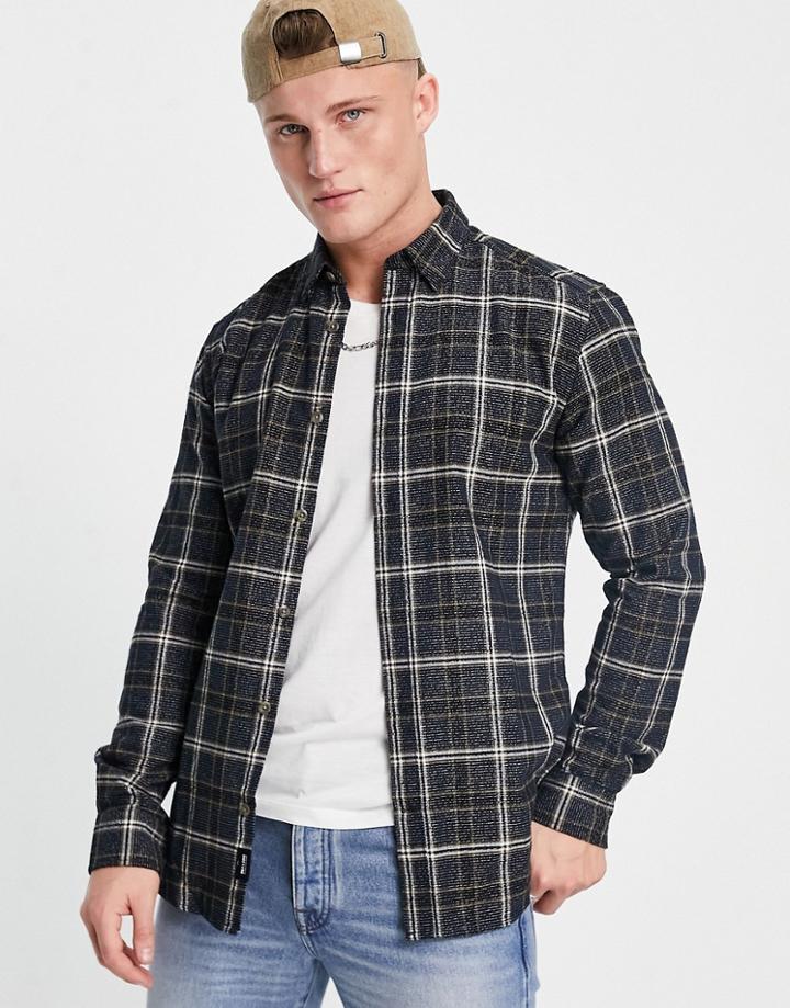 Only & Sons Plaid Shirt In Navy