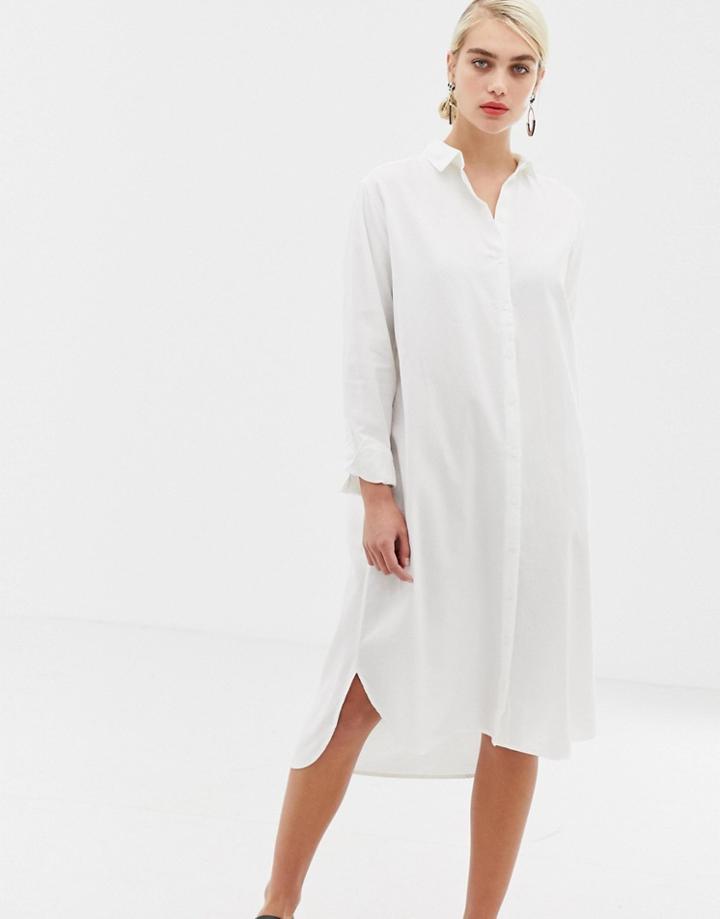 Selected Kea Midi Shirt Dress - White