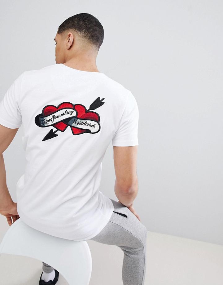 Good For Nothing Muscle Heart Logo T-shirt In White - White