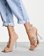 Ego Ginny Clear Heel Strap Sandals In Clear