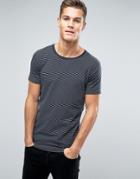 Lindbergh T-shirt In Gray Marl And Navy Stripe - Gray