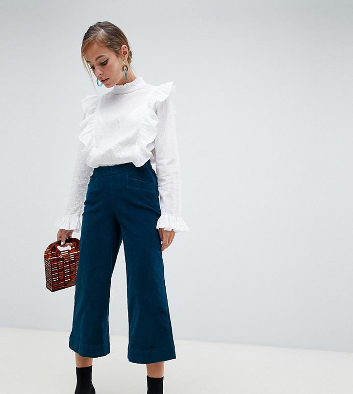 Vero Moda Petite Cord Wide Leg Pants - Blue