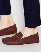 Asos Snaffle Driving Shoes In Burgundy Leather - Burgundy