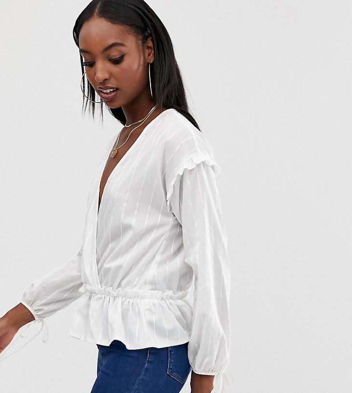Outrageous Fortune Tall Wrap Front Ruched Blouse In White - White