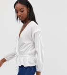 Outrageous Fortune Tall Wrap Front Ruched Blouse In White - White