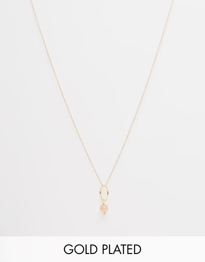 Mirabelle Loop Necklace With Rutilated Quartz On 85cm Gold Plated Chain - Quartz