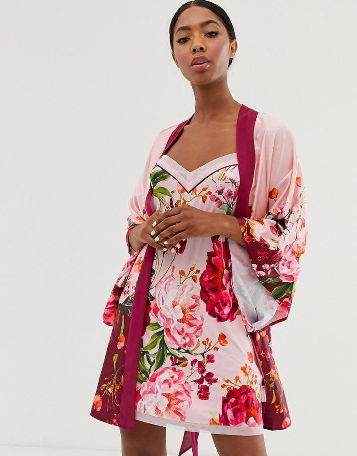 B By Ted Baker Serenity Satin Kimono In Pink