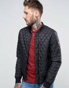 Armani Jeans Bomber Jacket With Quilted Pattern In Black - Black