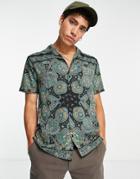 Another Influence Short Sleeve Paisley Print Shirt In Teal-green