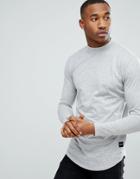 Only & Sons Longline Long Sleeve T-shirt With High Neck Detail - Gray