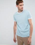 Asos T-shirt In Textured Waffle Fabric In Blue - Blue