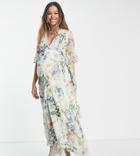 Hope & Ivy Maternity Flora Wrap Maxi Dress In Mixed Floral-yellow