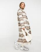 New Look Premium Brushed Check Maxi Formal Coat In White Pattern