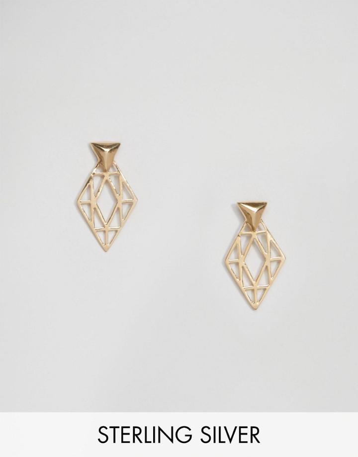 Asos Gold Plated Sterling Silver Triangle Cut Out Earring - Gold