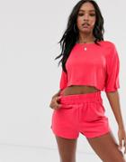 Asos Design Lounge Mix And Match Drop Shoulder Crop Tee - Red