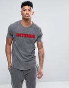 Intense T-shirt In Acid Wash Gray With Flocking Logo - Gray