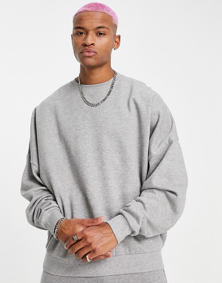 Asos Design Super Oversized Sweatshirt In Gray Heather