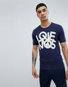 Love Moschino Velvet Logo T-shirt - Navy