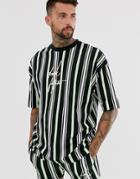 Asos Design Two-piece Oversized Striped T-shirt With Dark Future Logo - Multi