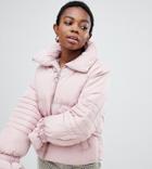 Lost Ink Petite Padded Jacket With Gathered Cuffs - Pink