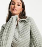 Threadbare Tall Quilted Half Zip Sweater In Sage Green - Part Of A Set