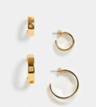 Asos Design Pack Of 2 14k Gold Plated Hoop Earrings In Square Edge Design