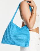 Topshop Sianna Crochet Shoulder Bag-blue