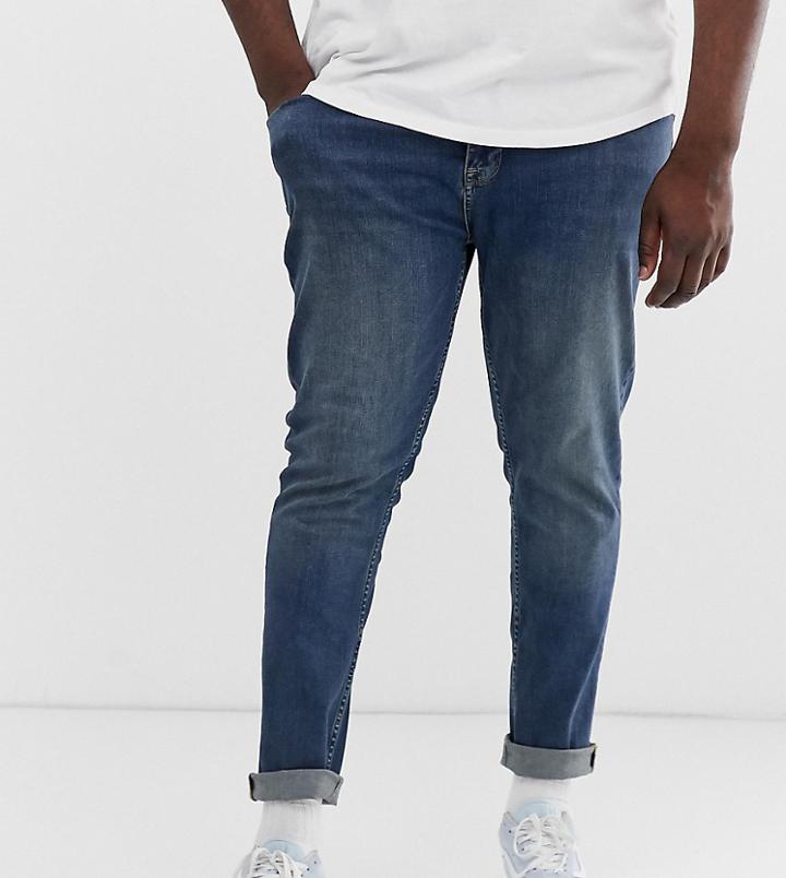 Asos Design Plus Skinny Jeans In Dark Wash Blue
