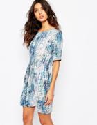 Boss Orange Asplashy Tie Waist Dress In Abstract Print - Multi