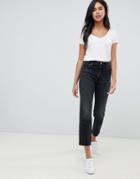 Abercrombie & Fitch High Waisted Cropped Straight Leg Jean - Black