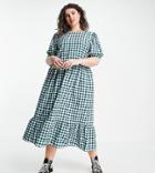 Urban Bliss Plus Smock Dress In Green Check