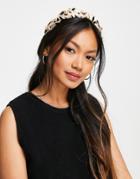Vero Moda Ruched Headband In Cream Spot-multi
