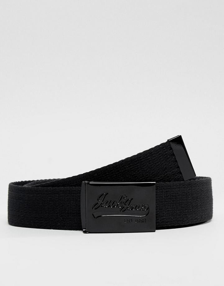 Jack & Jones Woven Adjustable Belt With Bottle Opener - Black