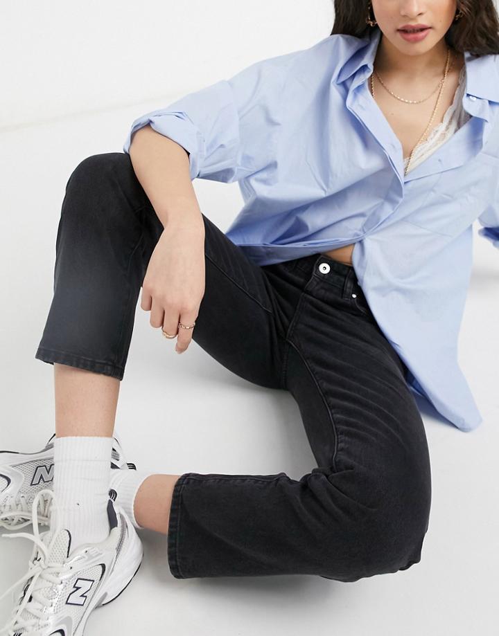 Cotton: On Mom Jeans In Midnight Black