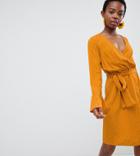 Vero Moda Petite Dot Wrap Midi Dress In Orange-multi