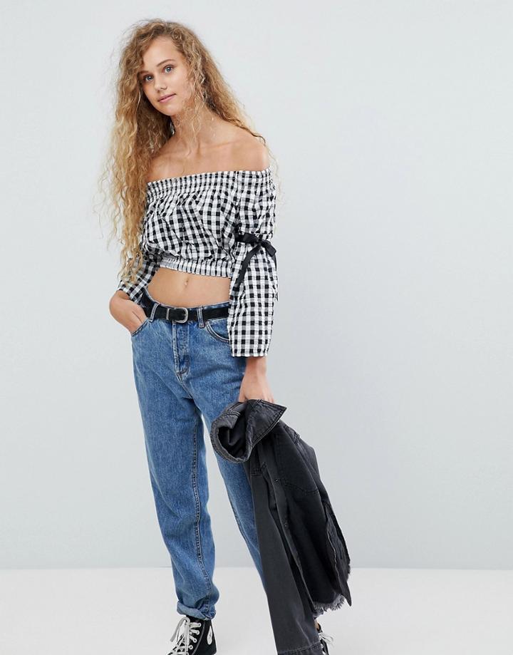 Love Shearing Crop Top With Tie Sleeves - Multi